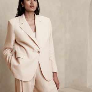 Banana Republic Cream Single-Button Tailored Blazer